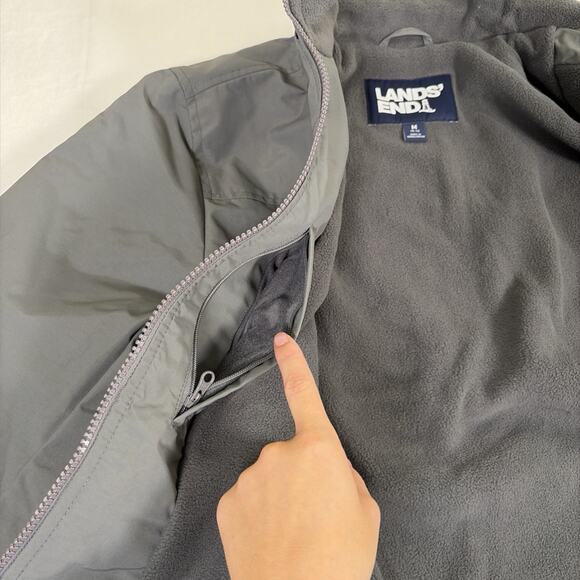 Lands' End Womens Medium 10-12 Grey Gray Fleece Lined Jacket Benefits Charity - Picture 10 of 16